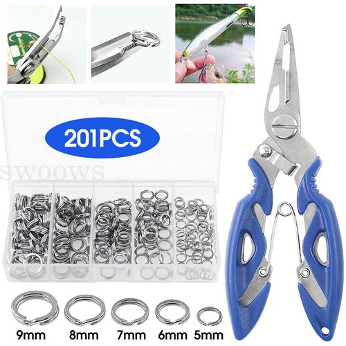 200PCS Stainless Steel Fishing Split Rings Kit Lure Connectors Loops Tackle - Picture 6 of 12