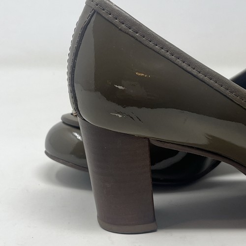 Tory Burch Patent Leather Aaden Mid Heel Pumps Heels Shoes Lan Grey Sz 6.5 - Picture 14 of 15