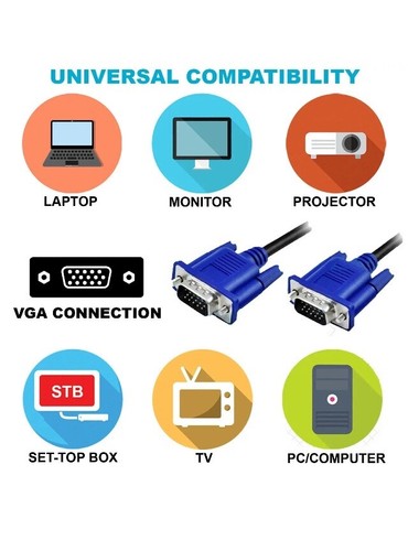 VGA SVGA 1.5m Long 15 Pin Monitor Extension Cable Male to Male For TV LCD #U - Picture 8 of 10