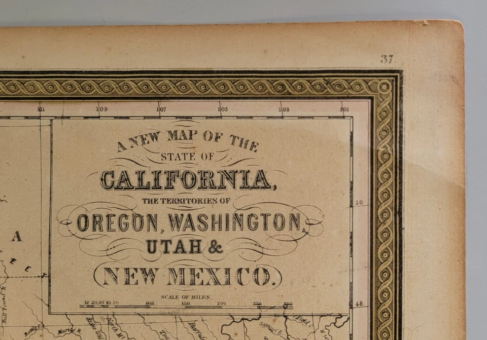 1853 Cowperthwait Un nuevo mapa del estado de CALIFORNIA y los Territorios RARO Foto 2 de 4