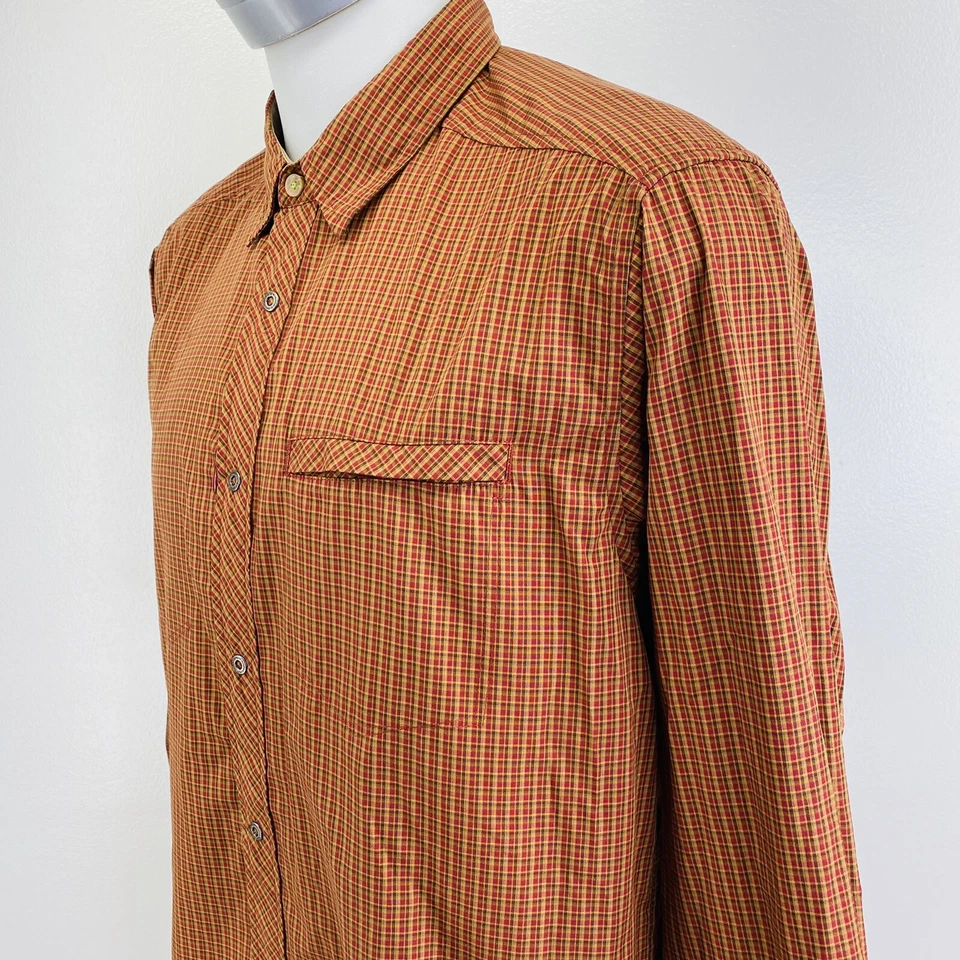 Exofficio Mens Sz XL Vented Hiking Long Sleeve Shirt Brown Plaid Nylon Blend  S1 - Image 3 of 4
