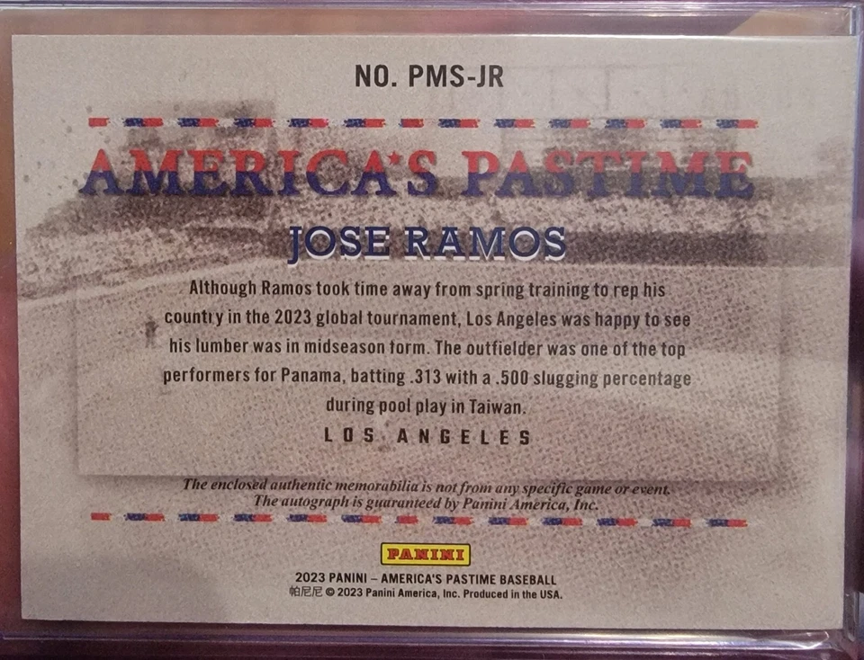 Jose Ramos 2023 Chronicles America's Pastime Auto Jersey #PMSJR /75 RC Dodgers - Image 2 of 2