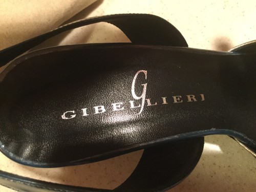 Gibellieri Patent Leather/Gold Leather Slingback Heel Sandals Sz 38 NWOB - 第 7/9 張圖片