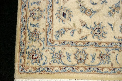 Orient Teppich Nain 157 x 106 cm Seide Beige Blau Perserteppich Handgeknüpft Rug - Bild 8 von 12