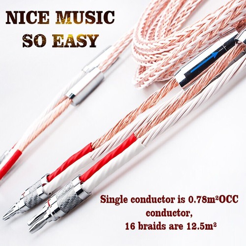 HiFi 5 AWG OCC Loudspeaker Wire Cable Cord with Banana Spade Connector Plug - Picture 4 of 12