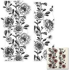 Rose Flowers Clear Stamps for Card Making Decoration DIY Scrapbooking, Flower Ba