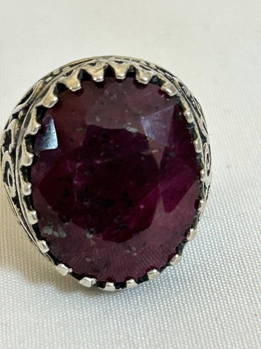 Modern Men Silver 925 Ring Natural African Ruby Handmade Design ياقوت افريقي - Picture 10 of 18