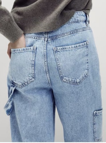 Ex M&S Ladies High Waisted Wide Leg Soft Feel Relaxed 5 Pocket Jeans Sizes 6-24 - Picture 4 of 8