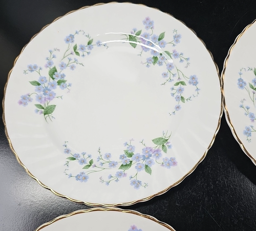 6 Royal Adderley Sweet Forget Me Not Salad Plate Set Vintage Floral Dish MCM Lot - Picture 14 of 24