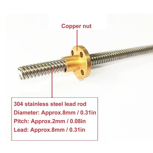 5Pcs 400mm T8 Rod Mit Messingmutter Edelstahl Gewinde Blei Schraube Rod Für UB - Afbeelding 21 van 24