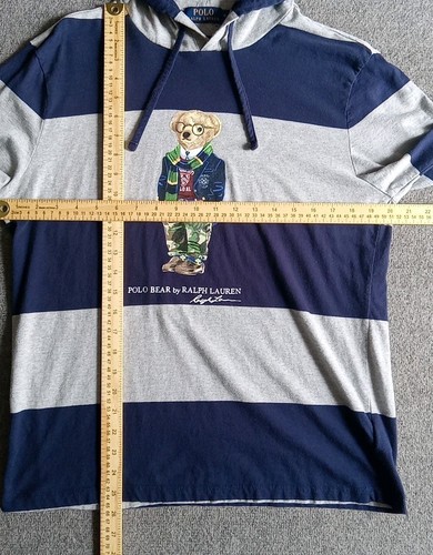 Polo Ralph Lauren Hoodie Herren M Camouflage Polo Bear Pullover gestreift leicht - Bild 11 von 11