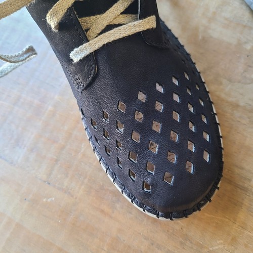 Josef Seibel Sofie 26 Flat Black Leather Summer Sneaker Shoes Womens Size EU 42 - Picture 6 of 9