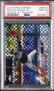 2018 TOPPS CHROME UPDATE X-FRACTOR #HMT31 RONALD ACUNA JR. ROOKIE RC #/99 PSA 10