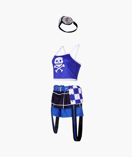 Game Len Cosplay Anime Rin Costume Woman Man Blue Uniform Glasses Prop Wig Set - Picture 16 of 26