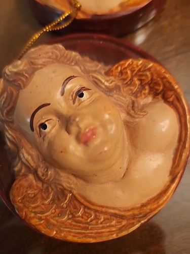 Vintage Italien 2 große/4 kleine Putti dimensionale Ornamente Cherub Engel 5" & 3" Durchmesser - Bild 2 von 6