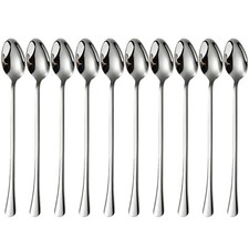 10 PCS Long Handle Ice Tea Spoons 7.8 Inch Stainless Steel Polished Coffee