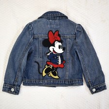 BABY GAP x DISNEY Minnie Mouse Applique Denim Trucker Jacket 4 4T EUC