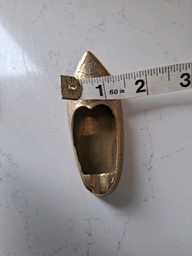 Vintage Brass Slipper Ashtray Shoe Etched 3.5" Msde In India  - Picture 13 of 13