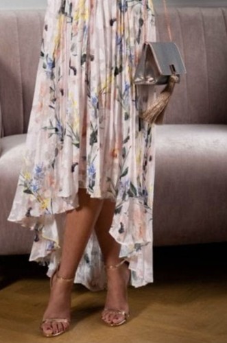 Ted Baker Valetia Pleat Dip Hem Dress In White Size 3 UK 12 Wedding Guest * - Picture 8 of 18