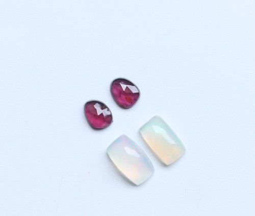 Mezcla de piedras preciosas corte rosa cabujón ópalo natural y granate corte rosa facetado 8 a 11 mm - Imagen 4 de 8