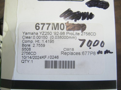 Yamaha YZ250 1992-1998 Motocross Wiseco Kit de pistón 677MO7000 677P8 - Imagen 2 de 5