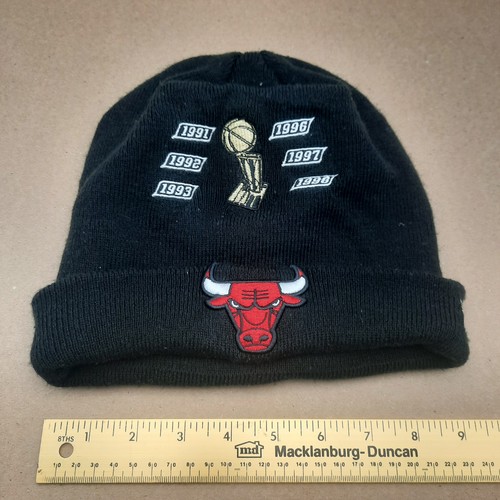 Chicago Bulls NBA Finals Six Time World Champion Beanie New Era Black Winter Cap - Picture 2 of 9