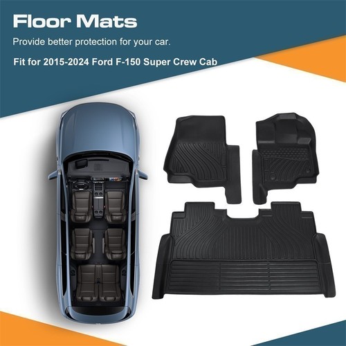 Car Floor Mats Liner For 2010-2025 Ford F-150 F150 SuperCrew Cab TPE All-Weather - Picture 8 of 34