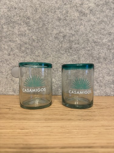 LOT OF 2 CASAMIGOS TEQUILA HAND BLOWN GLASSES