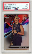 2021 Topps Finest WWE RHEA RIPLEY - Rose Gold Refractor #32 #68/75 PSA 9