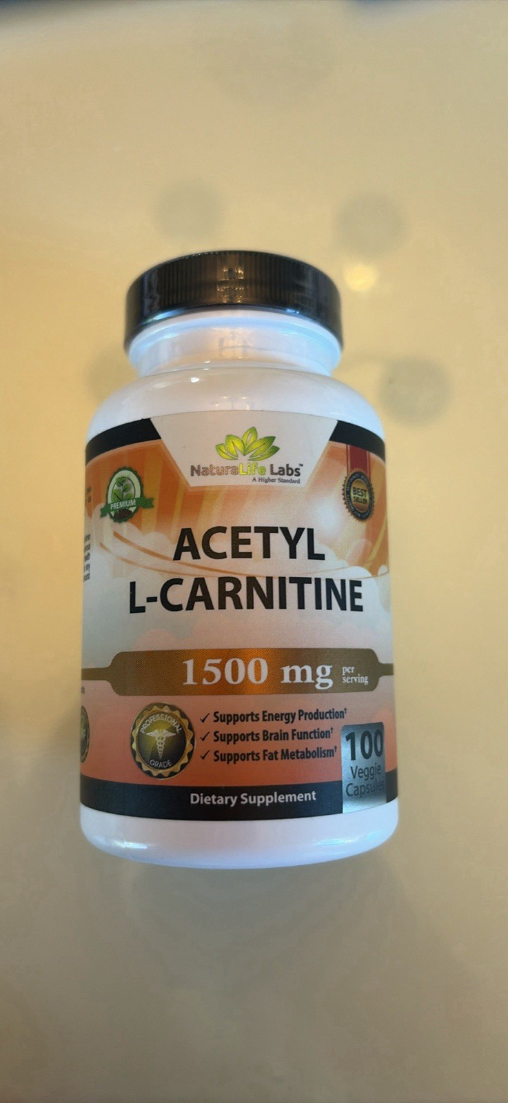 Acetyl L-carnitine 1500Mg 100 Count Capsules High Potency Supplement 04/2026
