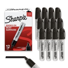 King Size Permanent Marker, Black, Large Chisel Tip, 12 Count