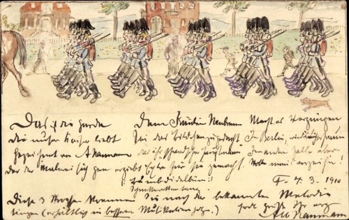 Handgemalt Ak Marschierende Soldatenkompanie, Parade - 11436040