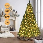 Artificial Green Christmas Tree w/ Warm White LED Lights Battery Fairy 1.2M-2.1M