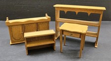 West Germany Wooden 1:12 Dollhouse Furniture Table Hutch Spice Rack Miniature