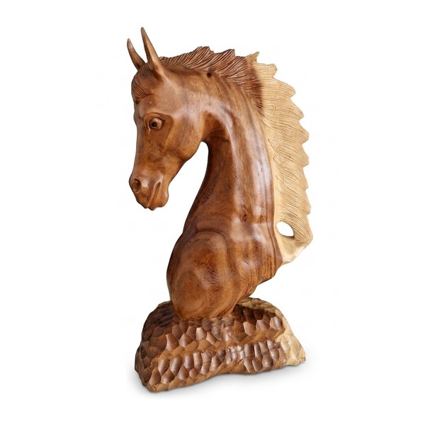 Budawi® Xl Holz Pferd Figur Dekofigur Holzfigur Skulptur Statue BüSte Aus Holz-image