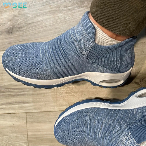 Damen Air Cushion Sport Laufschuhe Atmungsaktiv Mesh Walking Slipper Turnschuhe - Bild 10 von 27