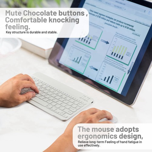 10-Inch Bluetooth Keyboard with Battery-Powered Mouse Ultra-Thin Mouse and8344 - Afbeelding 2 van 7