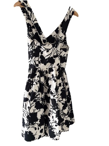 Elle Sundress Halter Pleated Lined Racer Back Size 10 Black White Dress Boho - Picture 5 of 15