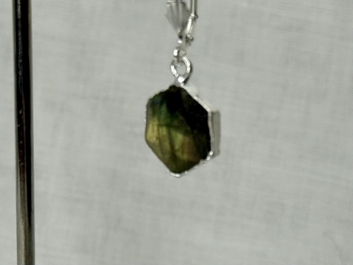 Silberblättrige Labradorit Sechseck Anhänger Ohrringe, 1,50" - Bild 2 von 7