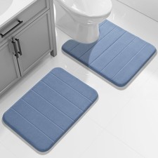 Yimobra U-Shaped Toilet Bath Mat Set - 2 Pc Soft Absorbent Quick Dry Memory Foam