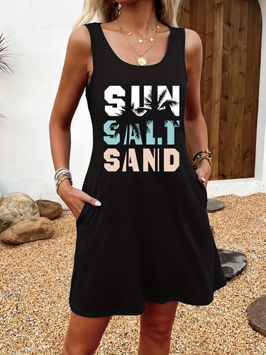 Sexy vestido sin mangas de verano para mujer sin mangas de verano suelto sin mangas. - Imagen 4 de 26