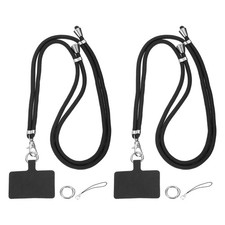 2Pcs Phone Lanyard, 33"-63" Adjustable Phone Strap with Tabs, Black