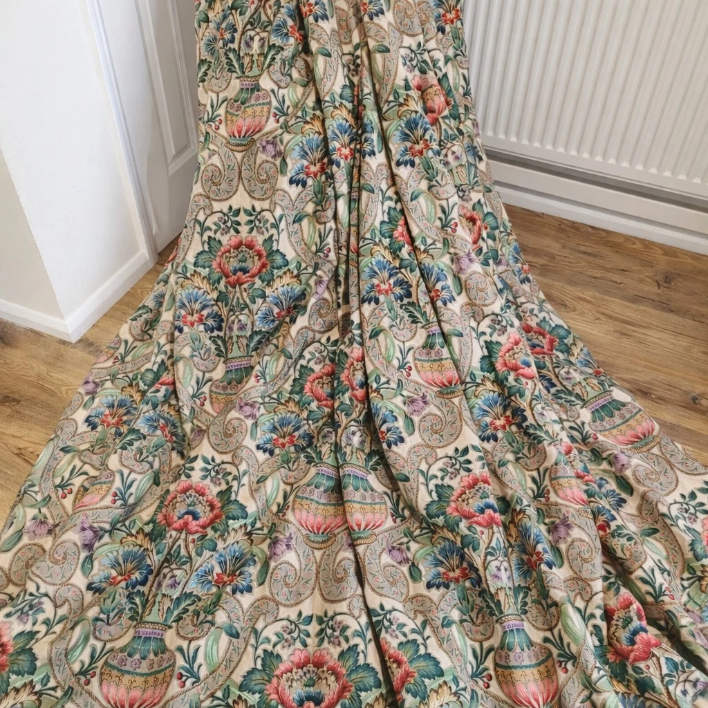 Sanderson Cascacs Bespoke Lined Curtains Drop 58" Country House Style Leaf Green