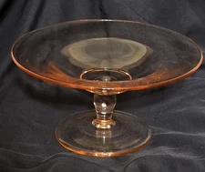 Vintage Pink Depression Glass  Pedestal Serving Candy Dish Cheese Plate Compote