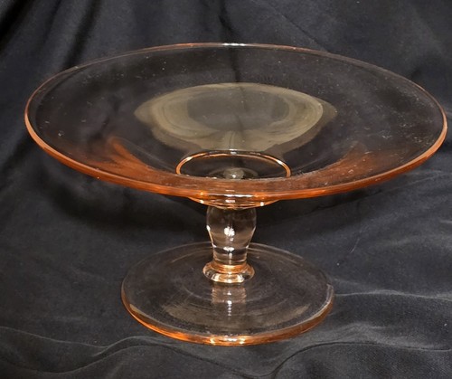Vintage Pink Depression Glass  Pedestal Serving Candy Dish Cheese Plate Compote - Picture 1 of 2