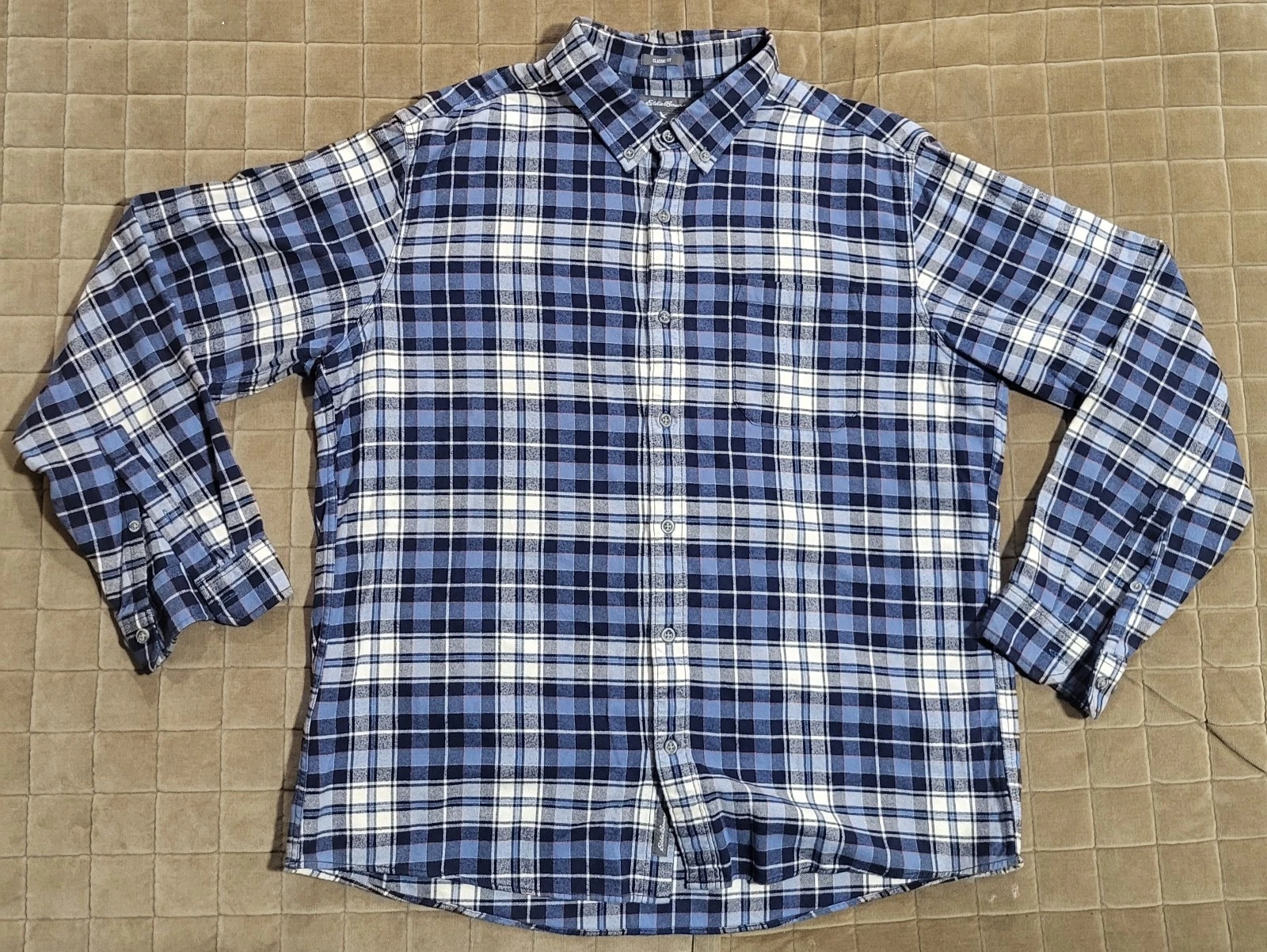 Eddie Bauer Classic Fit Flannel Shirt Mens XLarge Plaid Button Down Long Sleeve