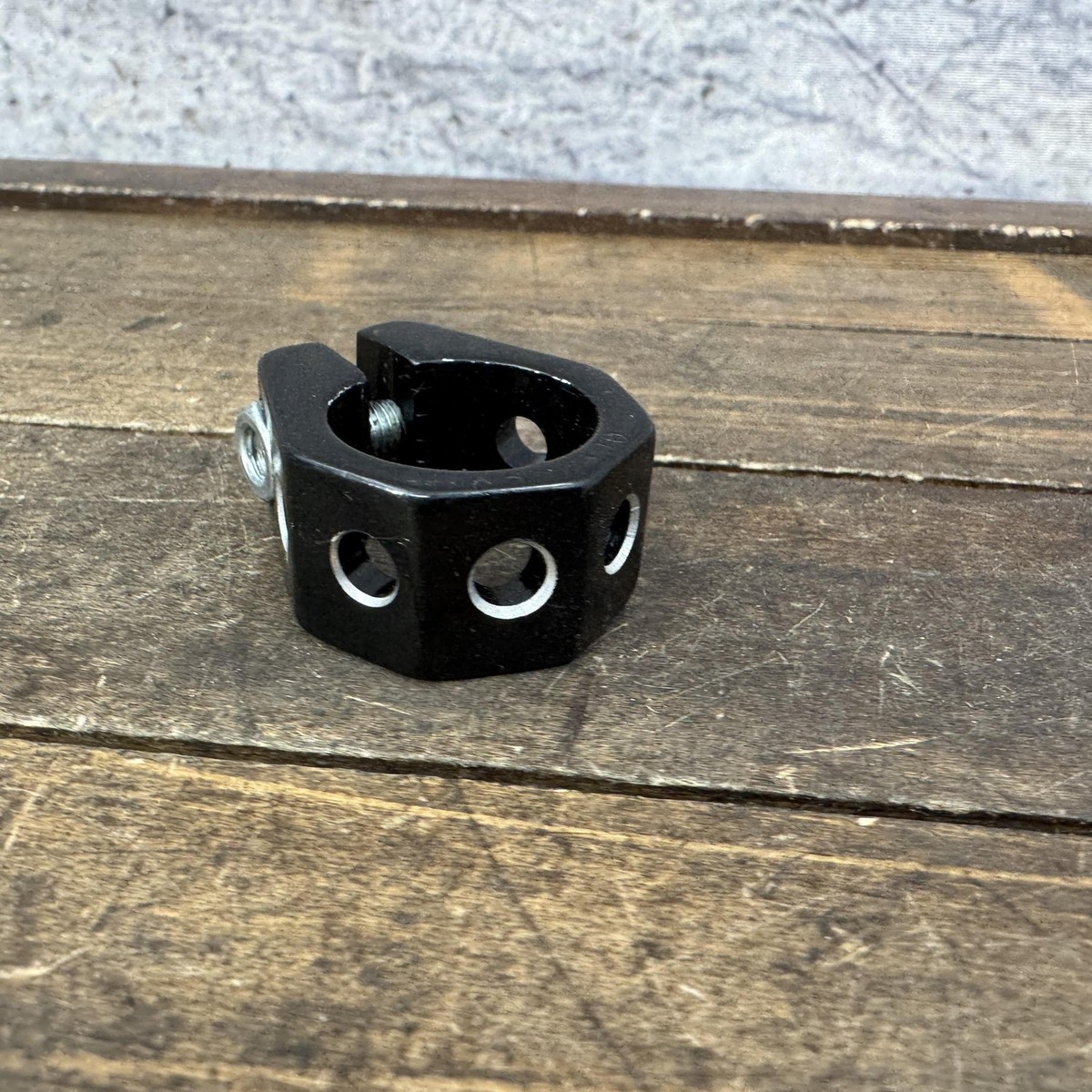 Vintage Odyssey BMX Seatpost Clamp 25.4mm Black Alloy Holey Old