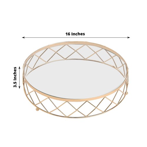 16 Zoll Gold Klar Rund Metall Glas Geometrisch Kuchenständer Hochzeit Party Dekorationen - Bild 4 von 9
