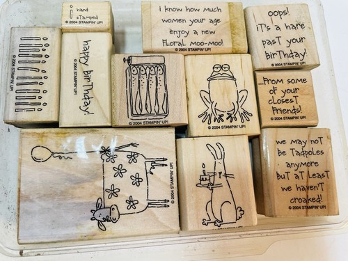 Stampin Up! Funny Birthday Banter Frogs Cow Bunny Rubber Stamp Set of 11 Retired - Picture 1 of 5