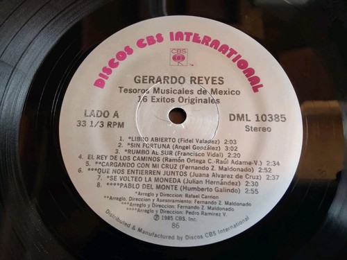 Gerardo Reyes "16 Exitos Originales Vol.1" 1985 CBS Records Con Mariachi Tested - Foto 5 di 6